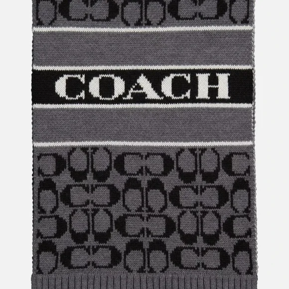 Coach Black and Gray Men's Scarf - Picture 3 of 5